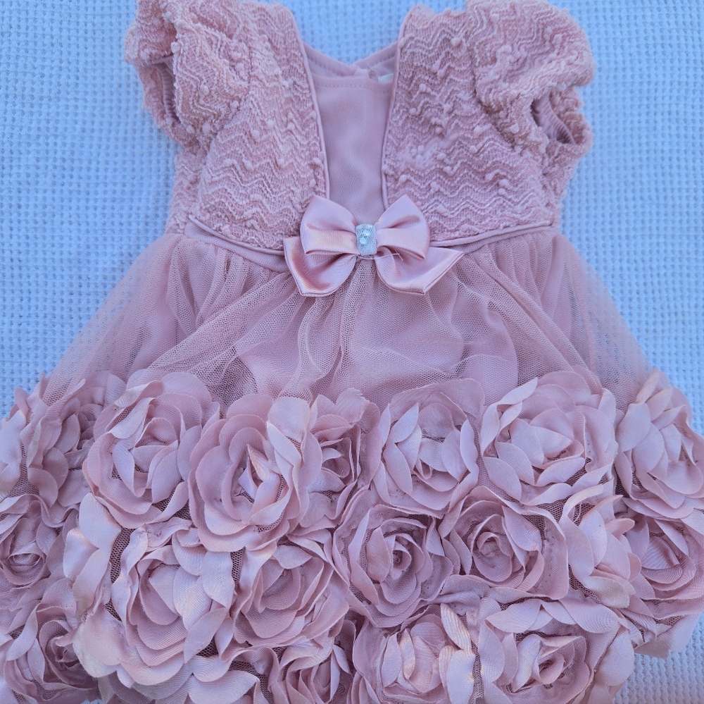 Girls' Pink Floral Tulle Party Dress